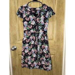 J. Crew Cap Sleeve Floral Print Button Top Dress Lined Side Zip Size 00